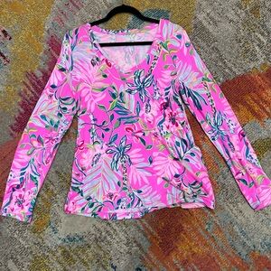Lilly Pulitzer Pink Floral Long Sleeve Top